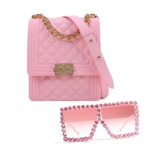 2 Pieces Set Jelly Purse Handbags and Sunglasses